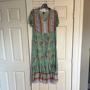 SHEIN green and orange maxi dress size small